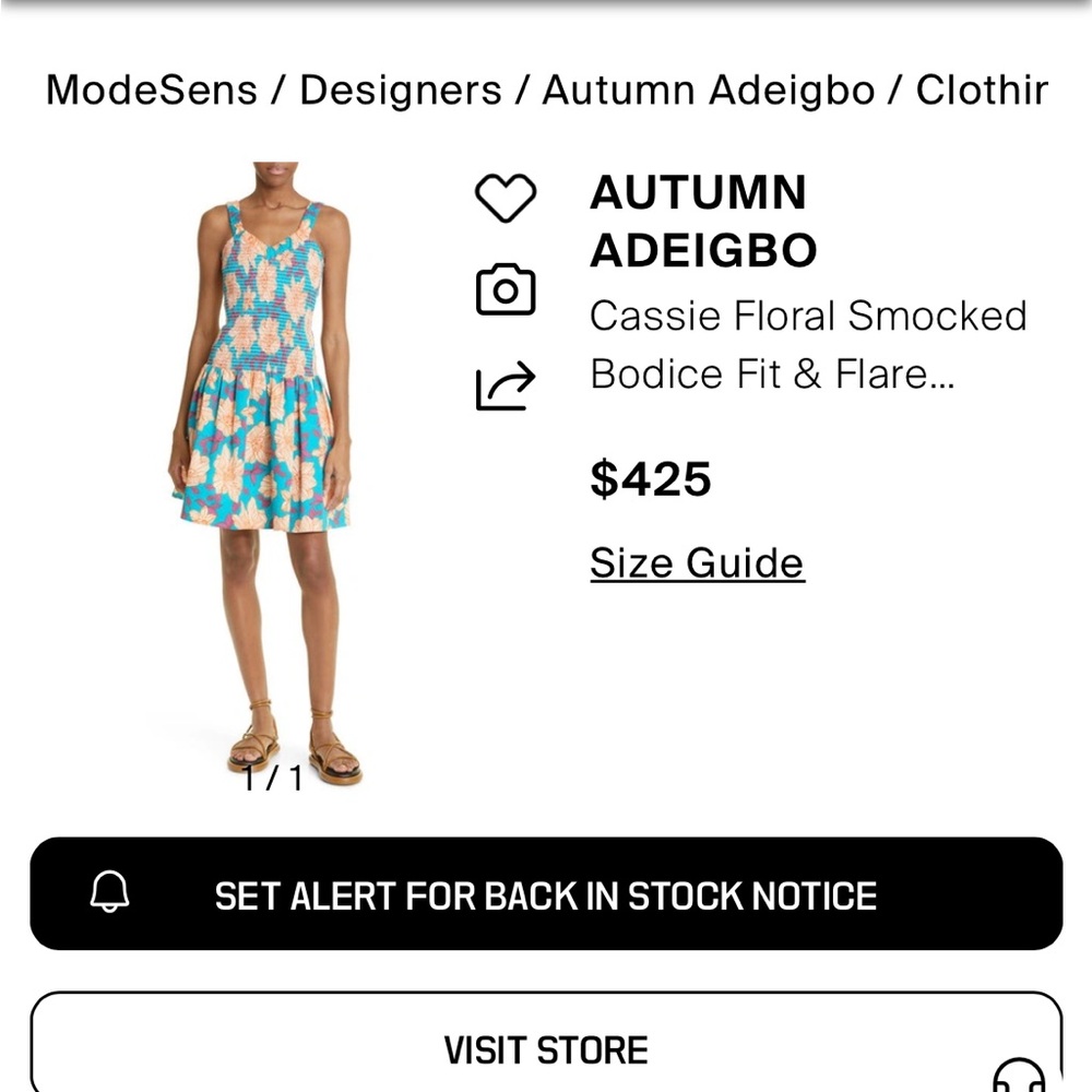 Floral Printed Drop Waist Smocked Dress Size 8 Designer NOT FOR SALE - Picture 3 of 9